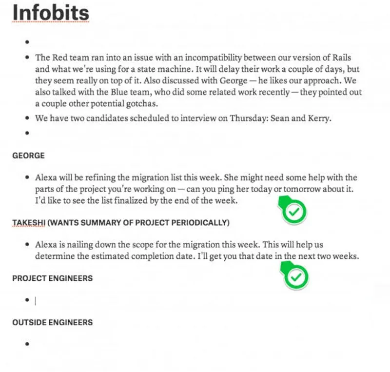 Edited infobits tailored for each recipient