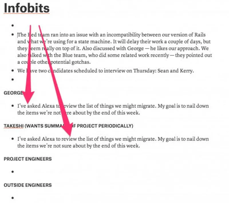 Infobits organized by person's name